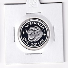 AUSTRALIAN PROOF: 2011 $1 RAM'S HEAD FINE  SILVER COIN IN 2X2 HOLDER #PL223