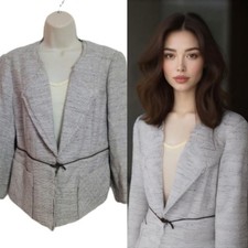 Classiques Entier  Grey Tweed Zipper Detail Open Blazer Jacket Medium