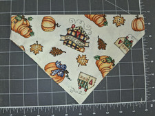Medium Sz Dog Fall Bandana Slip on Collar Handmade Pumpkins Harvest Thanksgiving