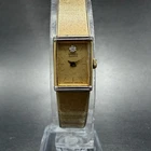 Seiko Tank Watch Women 12mm Gold Dial Gold Tone Rectangle 2E20-5409 New Batt UUK