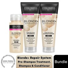 Image of John Frieda Blonde + Repair Haircare Range- Shampoo, Conditioner & Pre-Treatment