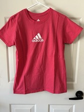 New Without Tags Adidas Women  s Medium T-shirt 100 Cotton Short Sleeve In Pink
