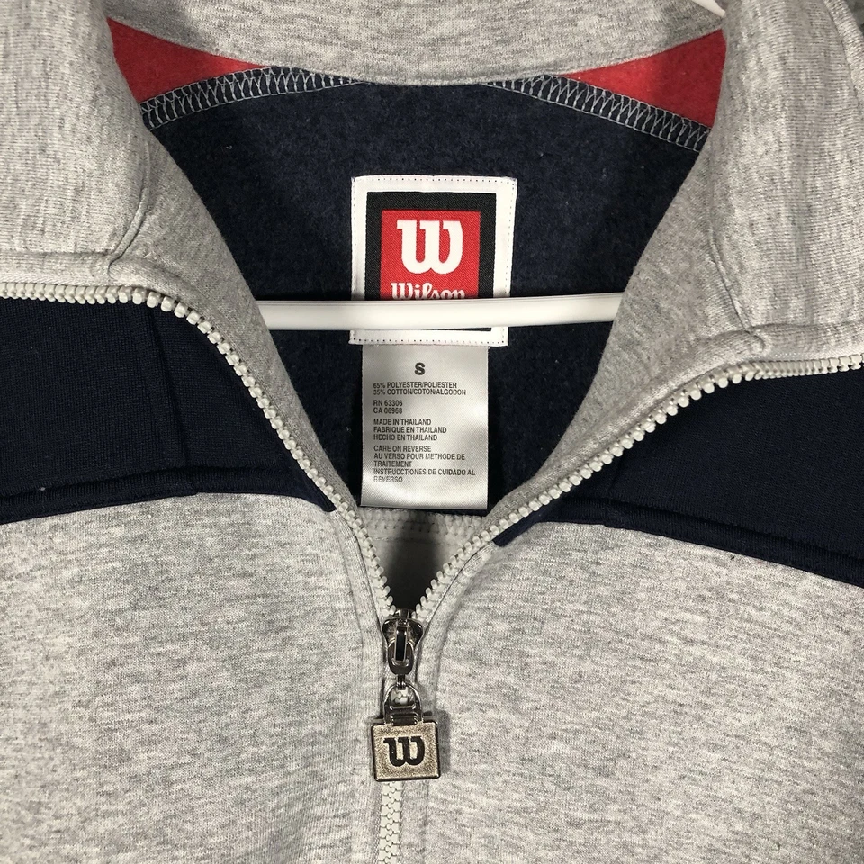 Pullover Wilson 1/4 Cremallera Talla Pequeña Blanco Bloque de Color Deportes Tenis Golf Atlético Foto 3 de 4
