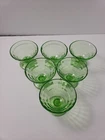 6-VTG Anchor Hocking Block Optic Green Uranium Glass Dessert/Sherbert Dishes
