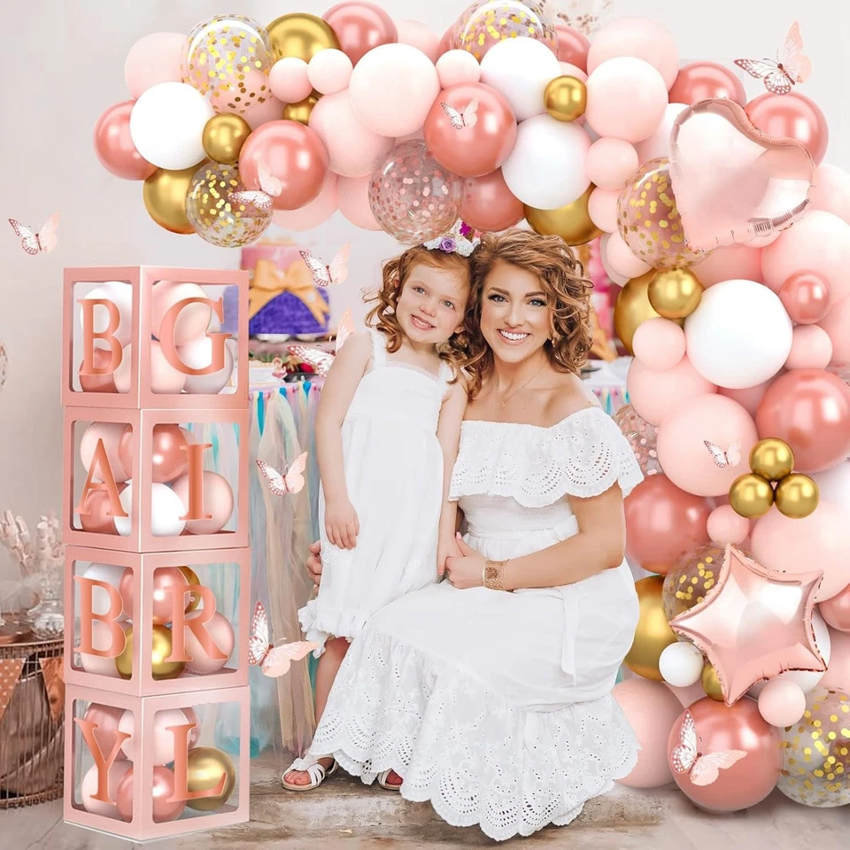 Decoraciones de baby shower de oro rosa para niña - Globo rosa rubor retro oro rosa Foto 4 de 4