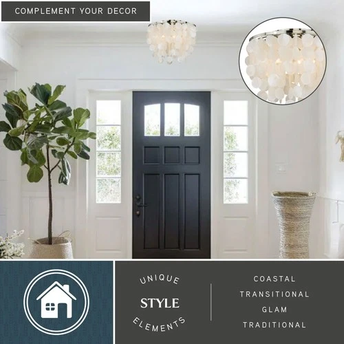 Vaxcel Lighting C0079 Elsa 3 Light 16"W Flush Mount Waterfall - Capiz Shell - Picture 7 of 7