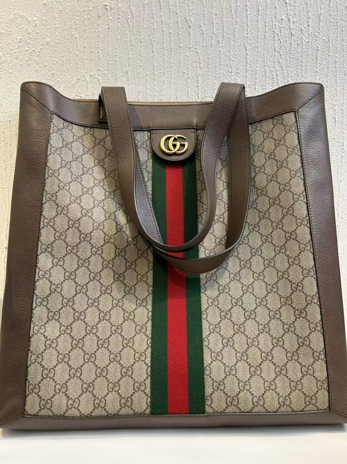 GUCCI Classic red and green striped large tote bag for women, messenger shoulder bag