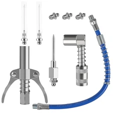 9PCS Grease Accessory Kit, Coupler with Double Handles silver 