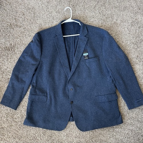 NWT Stafford Linen Blend Sport Coat Blazer Big & Tall Men 60L Navy Blue $210MSRP - Picture 3 of 11
