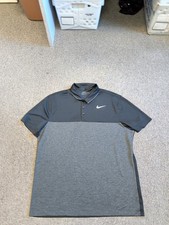 MENS NIKE GOLF SHORT SLEEVE DRI FIT BLACK/GRAY POLO GOLF SHIRT SIZE XL SWOOSH