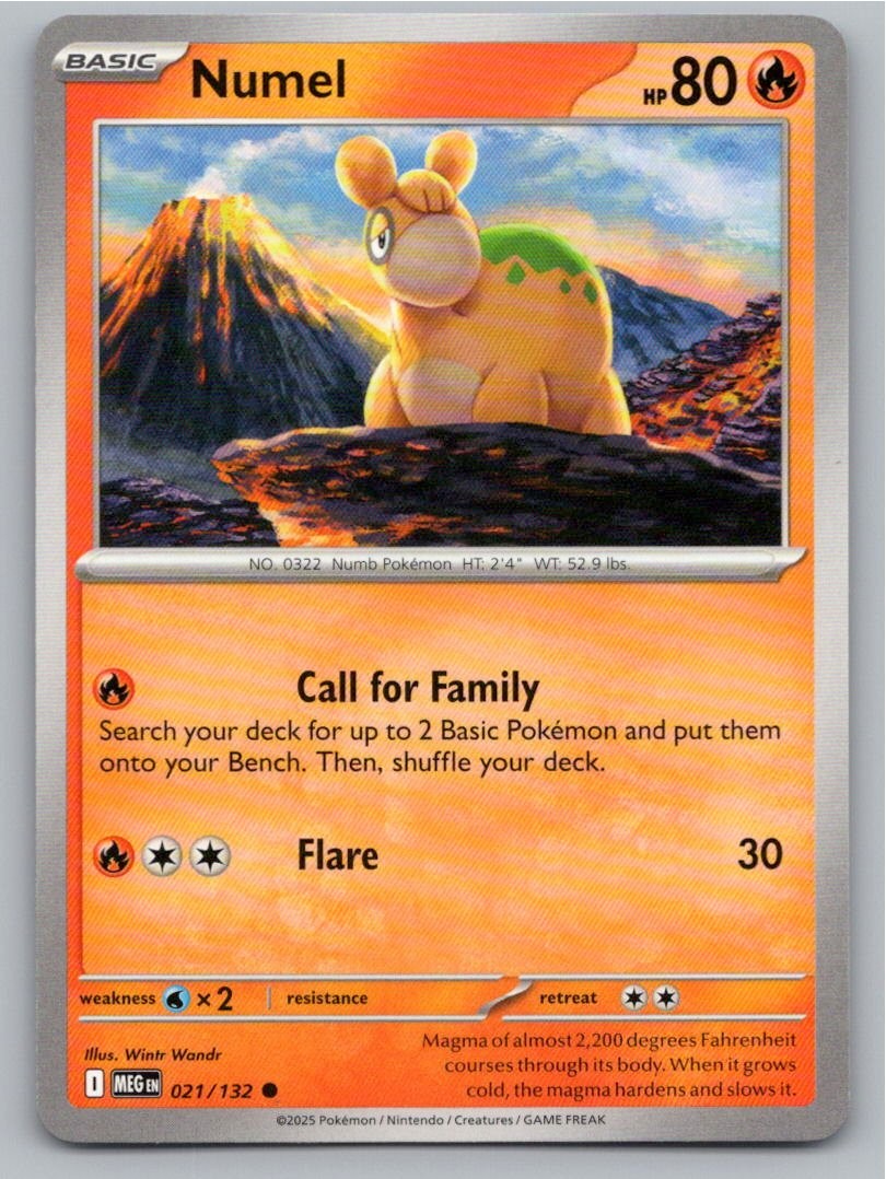 2025 POKEMON NUMEL MEGA EVOLUTION 021/132 COMMON NM A53085 FREE S&H
