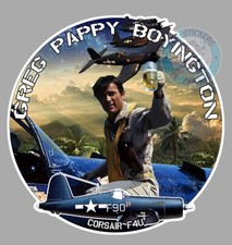 STICKER AVION SERIE LES TETES BRULEES PAPPY BOYINGTON GREG CORSAIR F4U WAR PF040