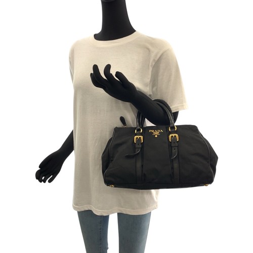 PRADA Tessuto logo BN1607 Shoulder Bag Tote Bag Black Black Gold Hardware Nylon - Picture 7 of 10