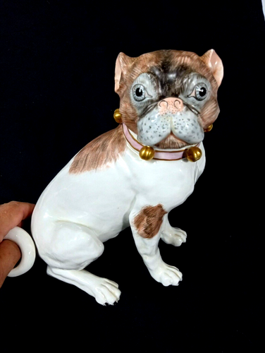 Dresden RARE Female Pug Porcelain Figure Germany - Picture 9 of 14