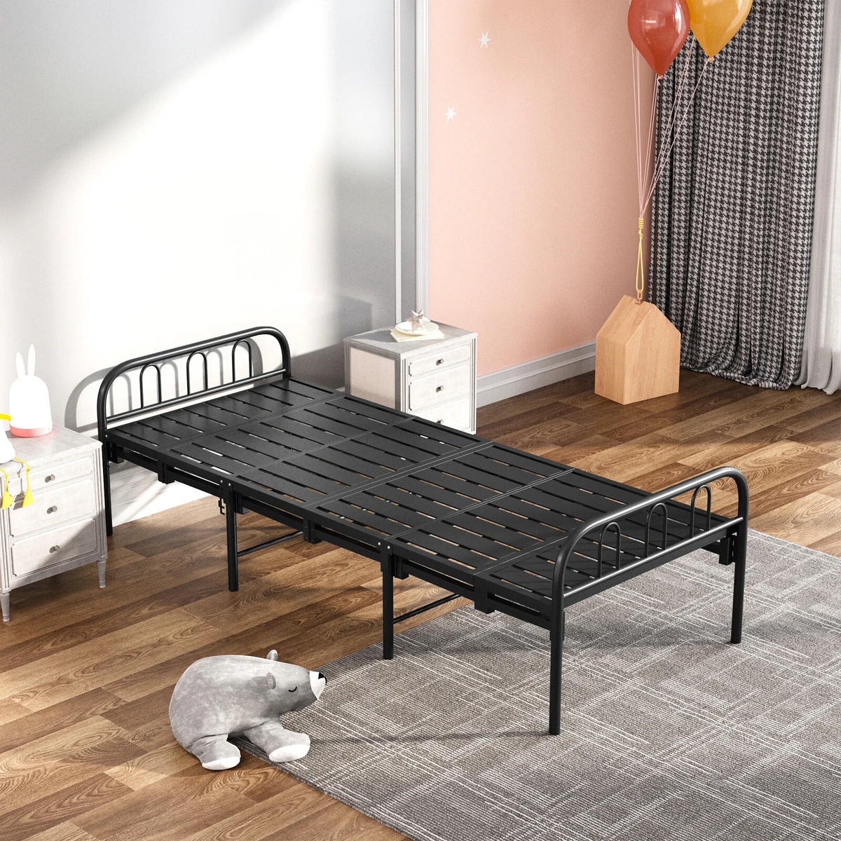 Single metal bed sale frame with storage