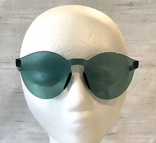 Green One Piece Translucent Rimless Oversized Shield Sunglasses New With Case