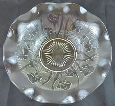 Vintage 9 1/2" Clear Glass Bowl Ruffled Flower - Fluted Edges