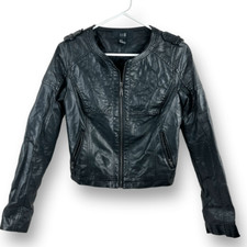 Forever 21 Faux Leather Jacket Women's Size M Black Moto Style Lined