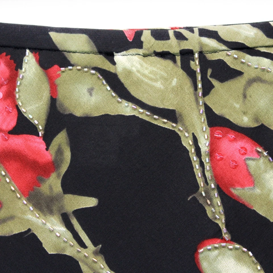 Papell Boutique Noche Vintage Y2K Cuentas Clavell Floral Forrado Seda Falda 14 Foto 3 de 4