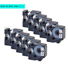 10PK 24mm  1"  Black on White Label Tape Compatible with / for DYMO D1 53713