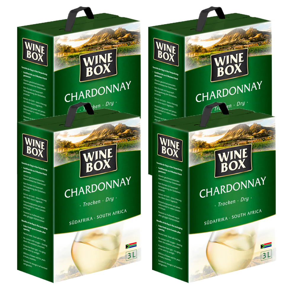 Wine Box Chardonnay, trocken, Bag-in-Box, sortenreines Weinpaket (4x3,0l)