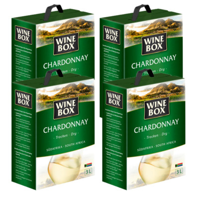 Wine Box Chardonnay, trocken, Bag-in-Box, sortenreines Weinpaket (4x3,0l)
