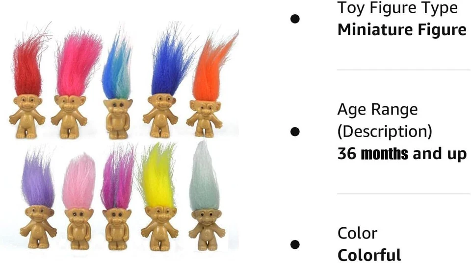 10x Mini 2cm Troll Figure Dolls Party Bag Fillers Cake Toppers Collectible Toys - Image 4 of 4