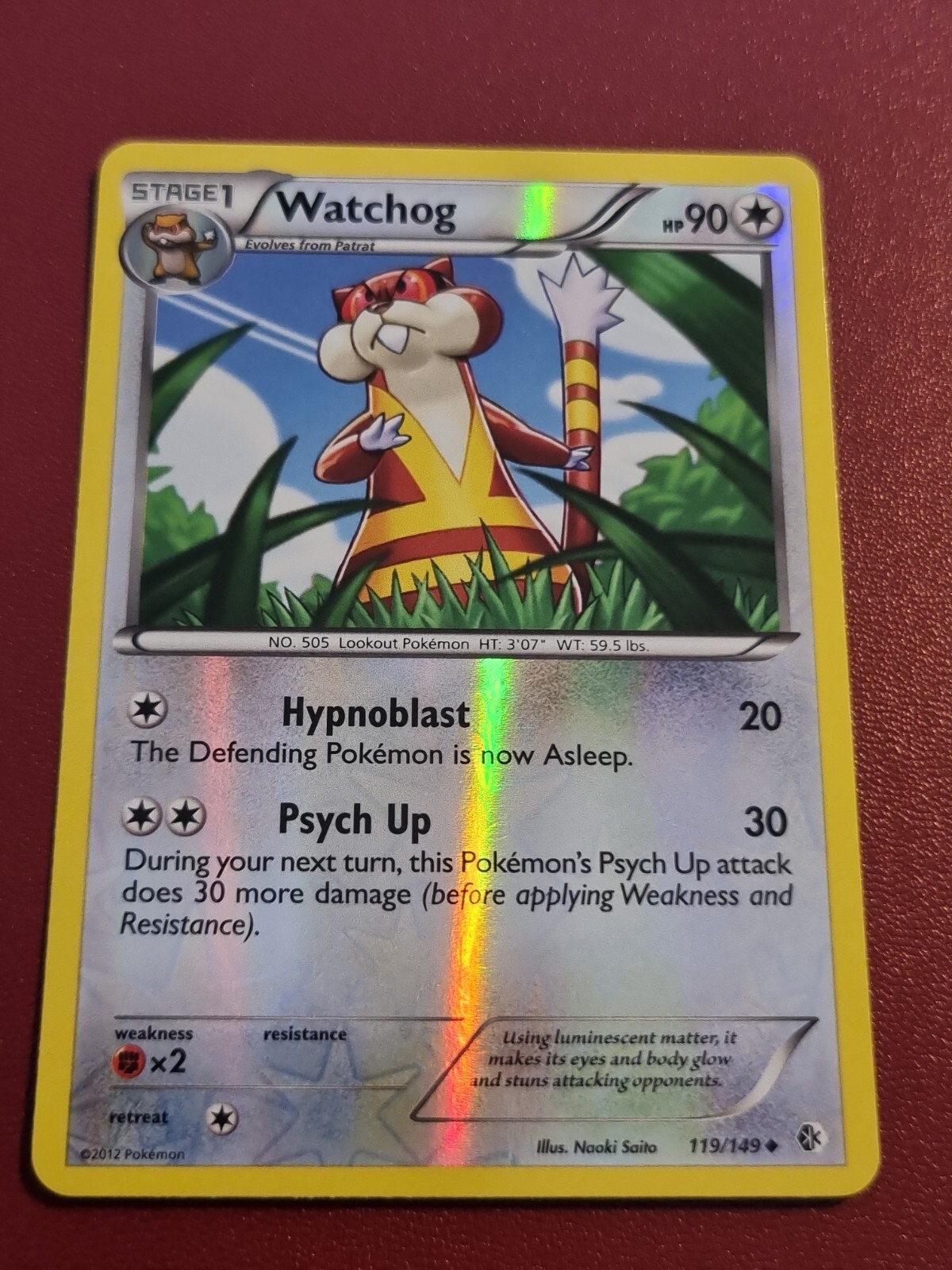 Pokemon Black White Boundaries Crossed Watchog 119/149 Reverse Holo Card TCG