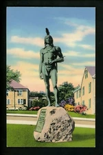 Native Americana postcard Massasoit Indian Statue Cole's Hill Plymouth MA