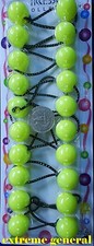 lime yellow ELASTIC PONYTAIL HOLDER JUMBO BEAD GIRL HAIR SCRUNCHIE KNOCKER BALL