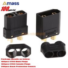 100Pairs Black Amass XT90 4.5mm Bullet Connect Plug Male Female Cover For Drone