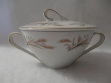 Crestwood China Japan Eternal Wheat Sugar Bowl with Lid Double Handled Gold Exc