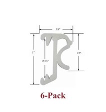 1" Single Slat WHITE VALANCE CLIPS for Horizontal Wood or Mini Blinds 6-Pack