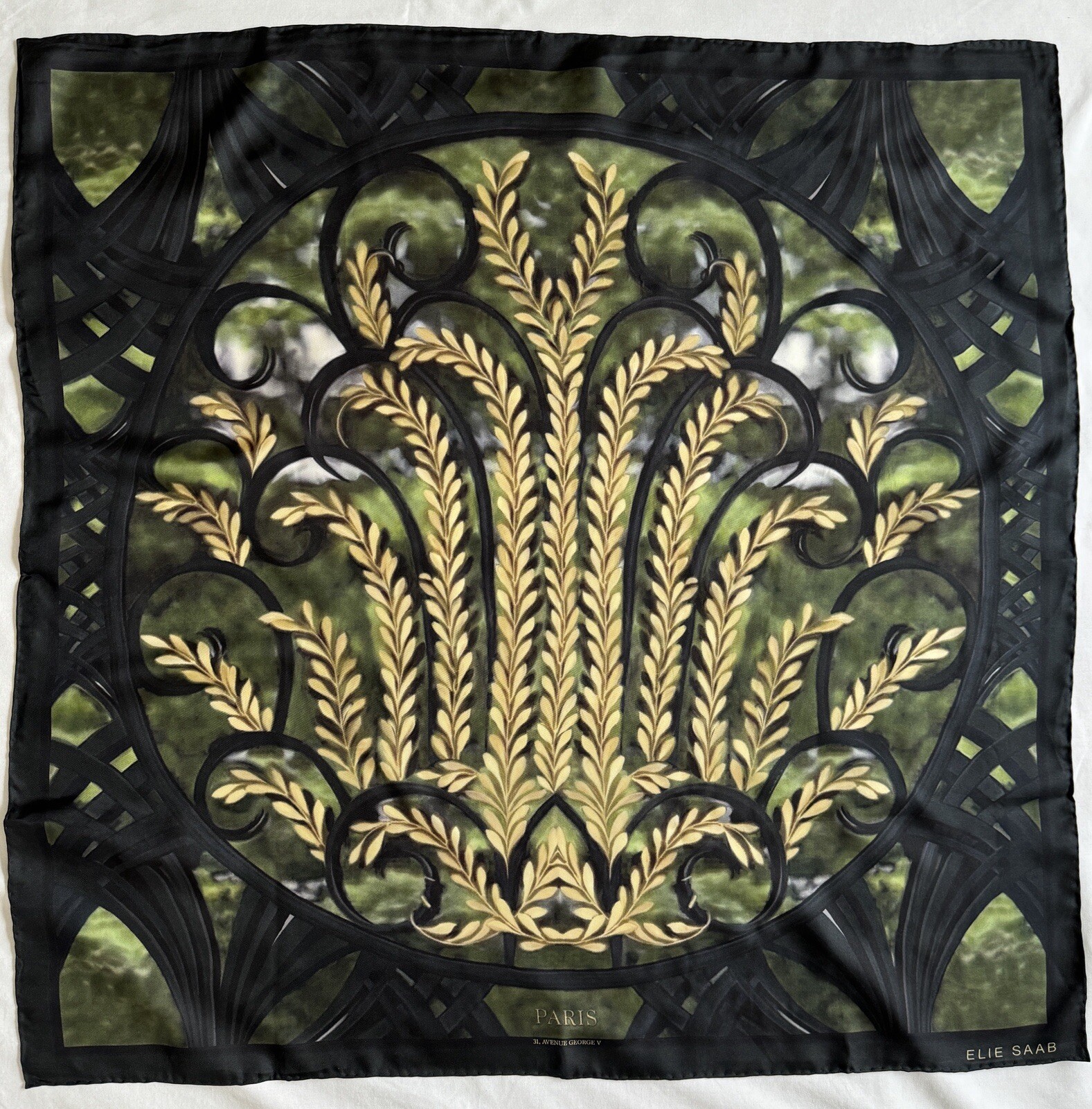 Ellie Saab Silk Square Scarf Green 34”