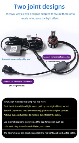 2x 9004 9007 LED RGBW Multicolor High Low Beam Headlight Bulbs Phone App Control - Picture 5 of 9
