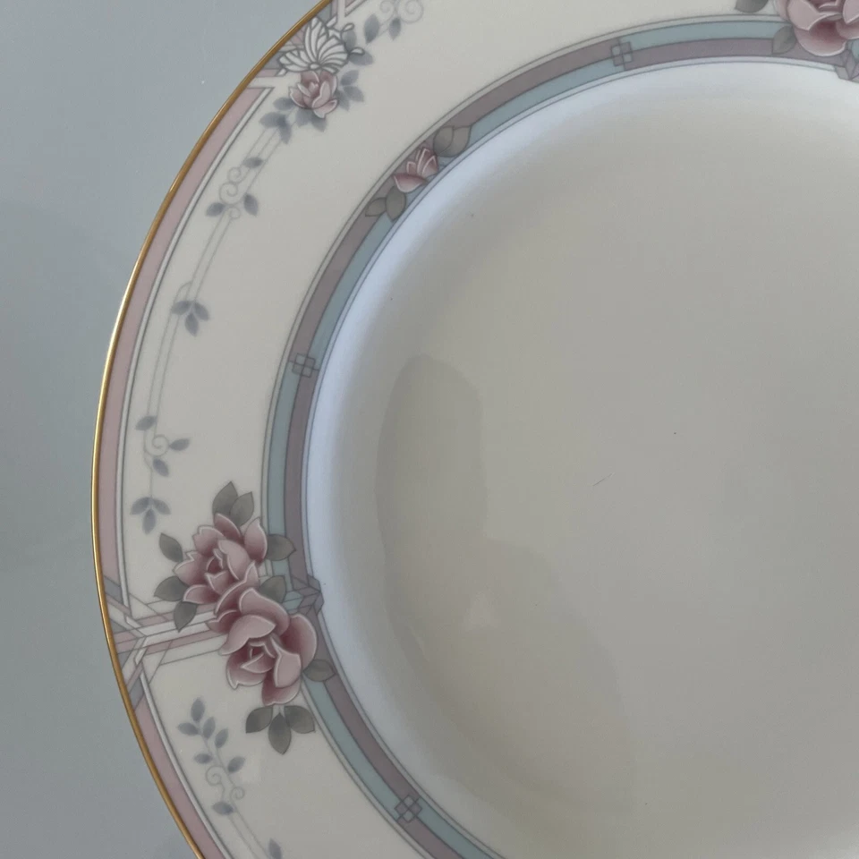 NORITAKE MAGNIFICENCE Dinner Plate Bone China Pink Roses Gold Excellent 10 5/8” - Image 2 of 4