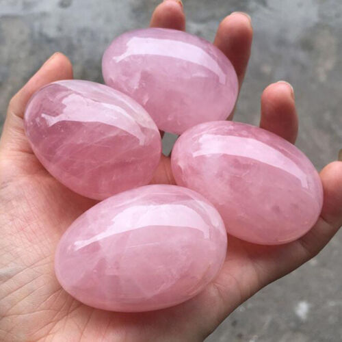 Natural Pink Rose Quartz Egg-shaped Magic Crystal Healing Ball Sphere Gemstone - Picture 1 of 8