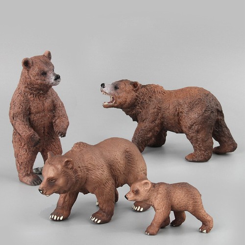 Simulation Wildlife Bears Animal Action Figures Brown Fun Toy for Home Decor