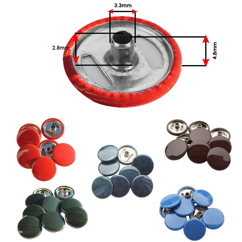 15 mm Schwerlast 4 Teil Druckknöpfe Druckknöpfe für Lederjacken Mäntel Taschen - Bild 3 von 4