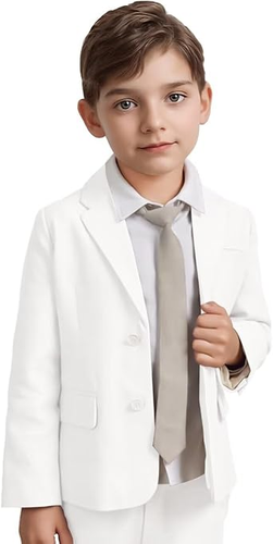 Boys Linen Suit Slim Fit Wedding Tuxedo Formal Suits for Boys Suits Set 2 Pieces - Picture 3 of 27