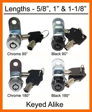 Admiral Locks Tubular Cam Locks - Keyed the Same - 5/8", 1" & 1-1/8" lengths