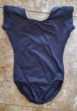 Eurotard Black Dance Ballet Jazz Leotard Sz Child Large Cutout Back Bow