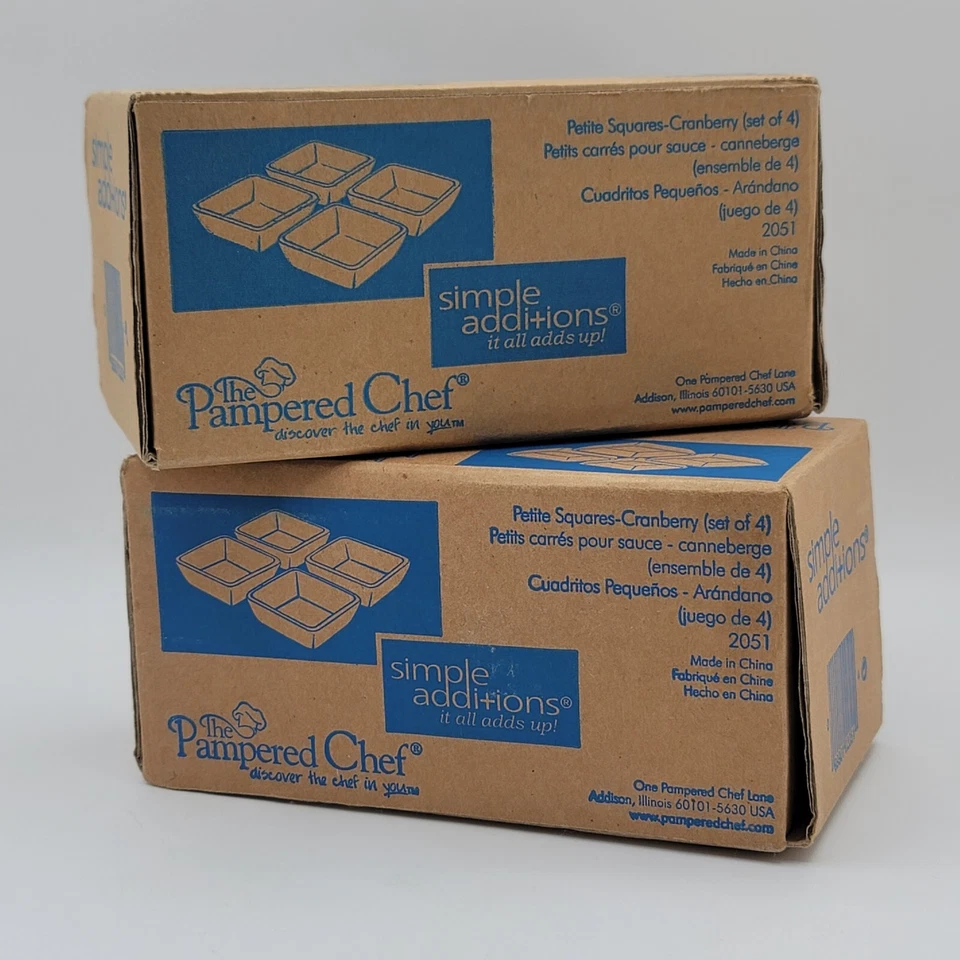 8-New Pampered Chef Dipping Bowls/Simple Additions Petite Squares in Cranberry - Image 3 of 4