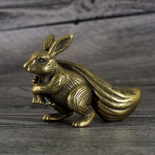 Brass Rabbit Statue Decorative Ornament Animal Statue Toys Home Decoration
