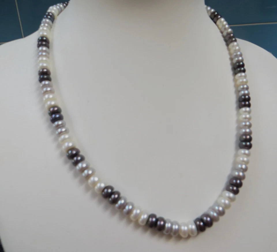 Honora 925 Sterling Silver Freshwater Cultured Button Pearl 3 Colour Necklace - Image 4 of 4