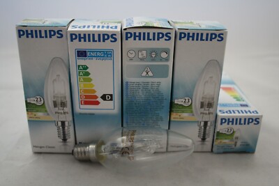 5 x PHILIPS HALOGEN Kerze Glühlampe E14  18W~23W  Kerzenlampe (104112) Kein LED!