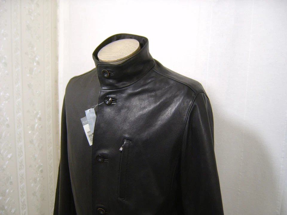 Daniel Cremieux $595 Men’s Genuine Leather Reversible Jacket Coat Button Black M - Image 3 of 4