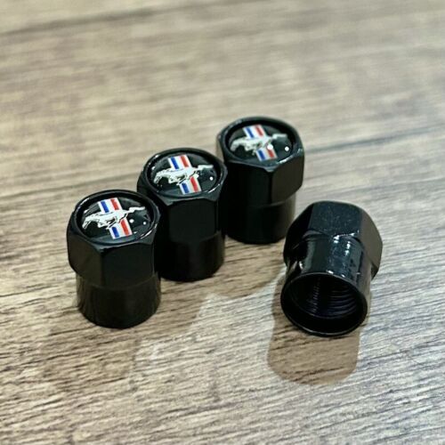 4 x Ventilkappe Für Ford Mustang Logo Auto Reifen Luftventil Abdeckungen Schwarz - Bild 1 von 8