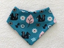 Scarf   triangle scarf   squirrel   light petrol   handmade