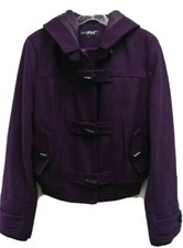 White Rivet Jacket Wool Blend Women's Size Petite Large Purple Heavy Coat